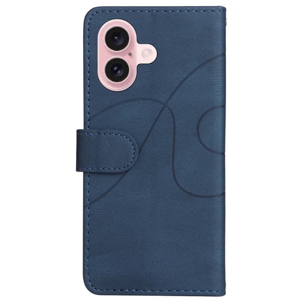 Teksturoitu nahkakotelo hihnalla iPhone 16 - Sininen Blue