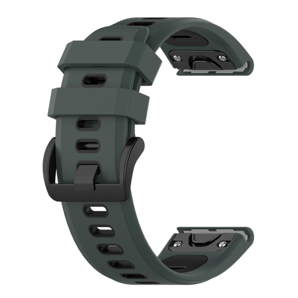 Garmin Fenix 7X klockarmband i silikon med dubbla färger - Olivgrön / Svart Grön