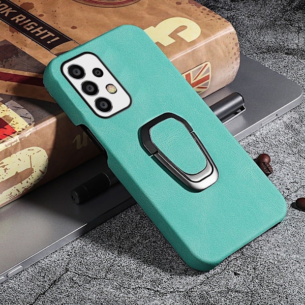 Stötsäkert läderfodral med oval kickstand för Samsung Galaxy A53 5G - Ljusgrön Grön