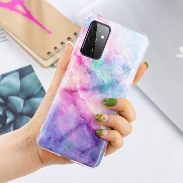 Marble Samsung Galaxy A72 5G Etui - Lilla / Rose og Blue Shade Multicolor