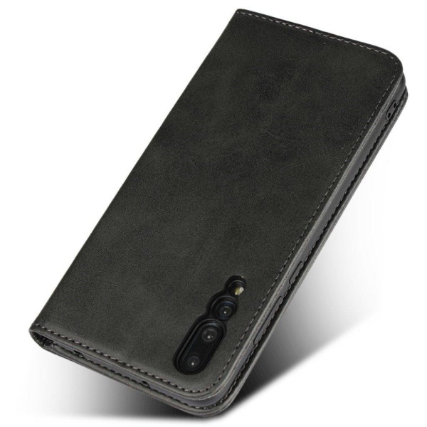 Huawei P20 Pro magnetiskt plånboks fodral av mjukt syntetläder - Svart