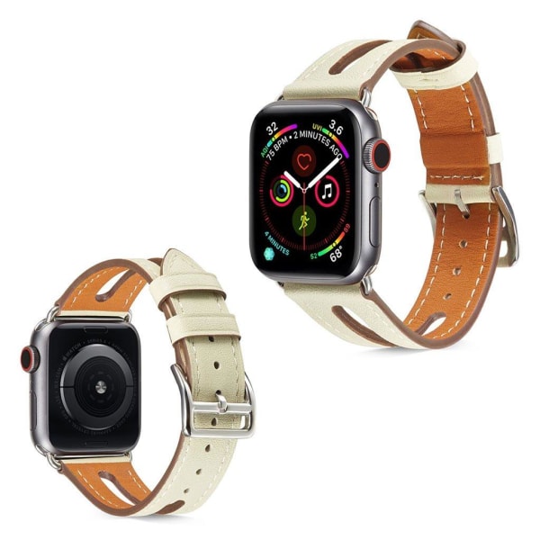 Apple Watch Series 5 44mm kellonauha naudannahasta - Beige Beige