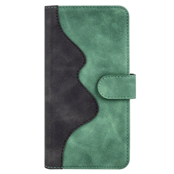 Two-color Leather Läppäkotelo For Motorola Moto E32 - Vihreä Green