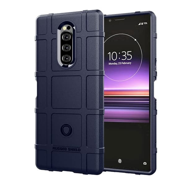 Sony Xperia 1 Etui Med Rutetekstur - Mørk Blå Blue