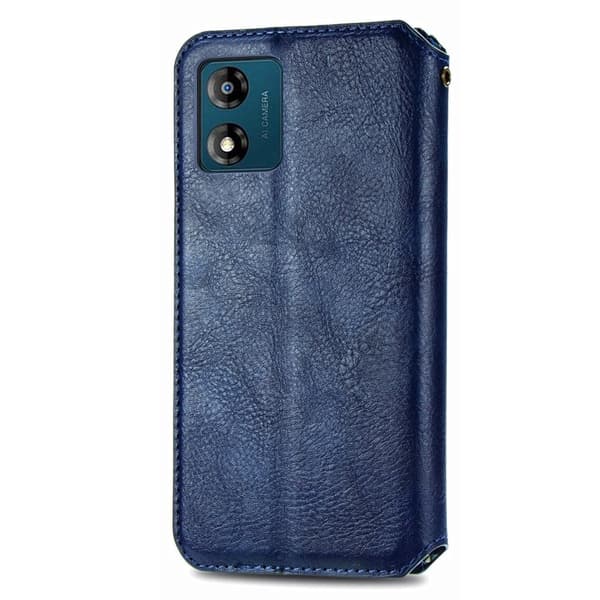 Læder Etui med A Stilfuldt Rhombus Tryk til Motorola Moto E13 - Blå Blue
