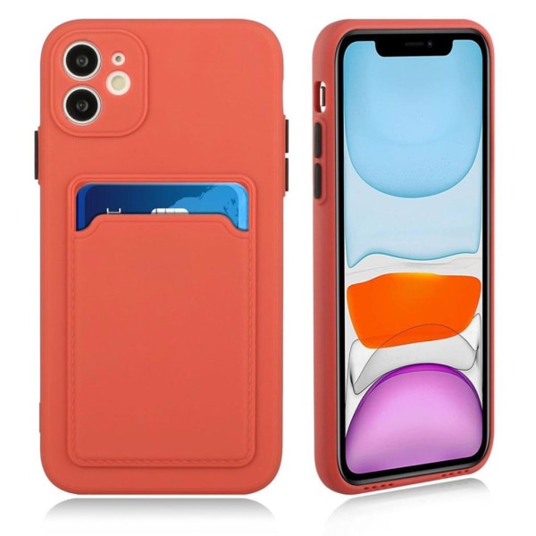 Card Holder Suojakuori For iPhone 12 Mini - Coral Red Orange