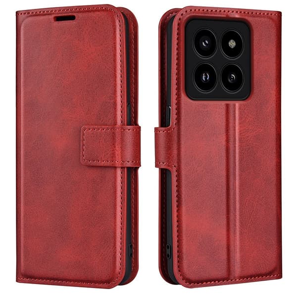 Plånboksfodral av hållbart konstläder till Xiaomi 14 Pro - Röd Röd
