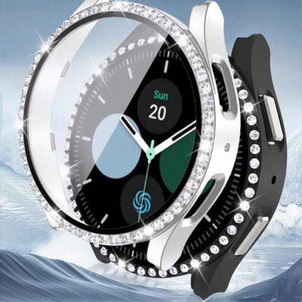 Samsung Galaxy Watch 5 (44mm) strassikoristeinen suojus karkaistulla lasilla - Ruusukulta Pink