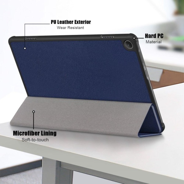 Tri-fold Leather stander etui til Lenovo Tab M10 (Gen 3) - Mørkeblå Blue