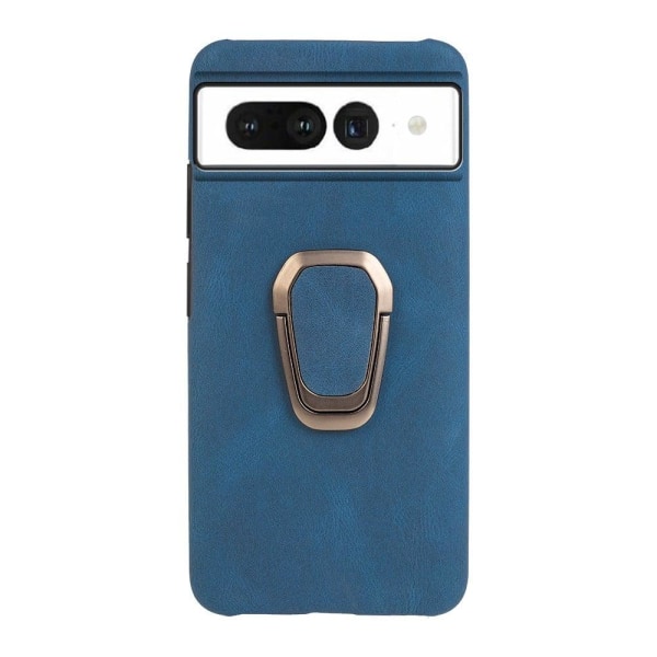 Shockproof leather cover with oval kickstand for Google Pixel 7 Blå