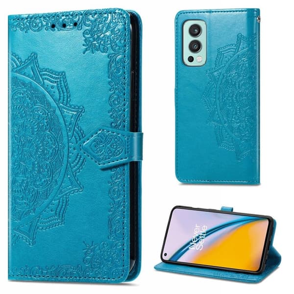 Mandala läder OnePlus Nord 2 5G fodral - Blå Blå