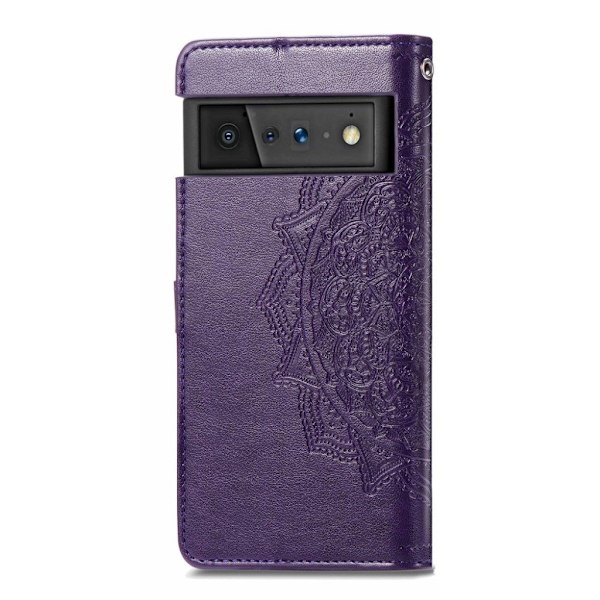 Mandala Google Pixel 6 Pro læderetui - Lilla Purple