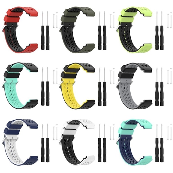 24mm dual-layer silicone watch band for Garmin Forerunner device - Army Green / Black Grön