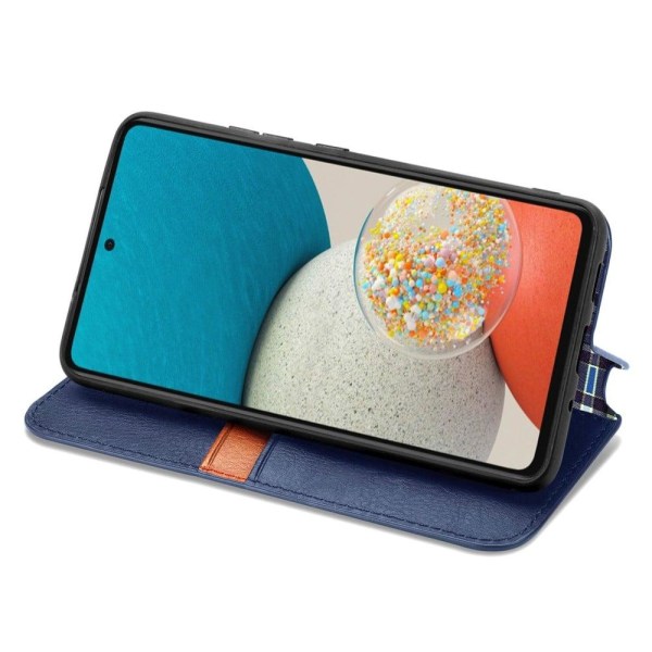 Nahkakotelo With A Stylish Rhombus Imprint For Samsung Galaxy A53 5G - Sininen Blue