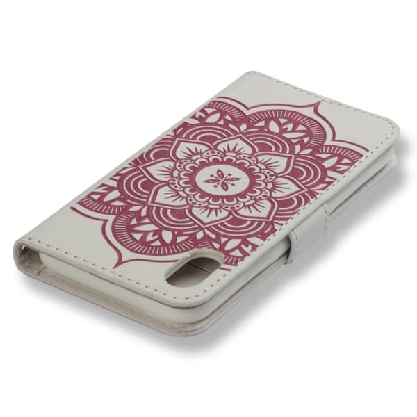 iPhone Xs Max flip cover i læder med tryk og drømmefanger - Hvid/Pink Multicolor