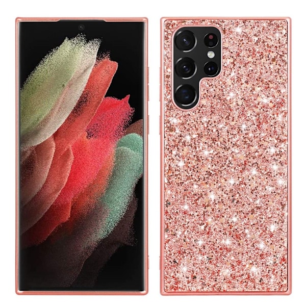 Glitter Samsung Galaxy S23 Ultra Suojakotelo - Ruusukulta Pink