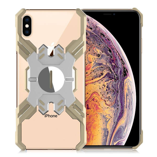 iPhone Xs Max heroes series X-format metallfodral - Silver / Guld multifärg
