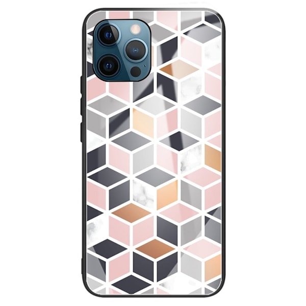 Fantasy Marble iPhone 15 Pro Max Suojakuori - Pinkki / Musta Cube Silver grey