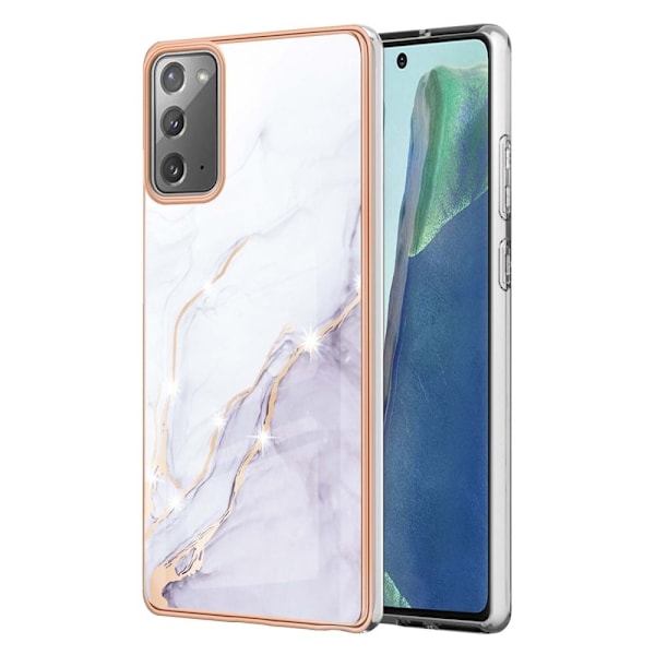 Marble Samsung Galaxy Note 20 Etui - Hvid Marmor Haze White