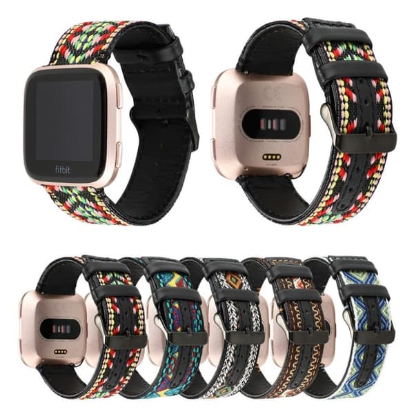 Fitbit Versa 2 ethnic äkta läder klockarmband - brun Brun