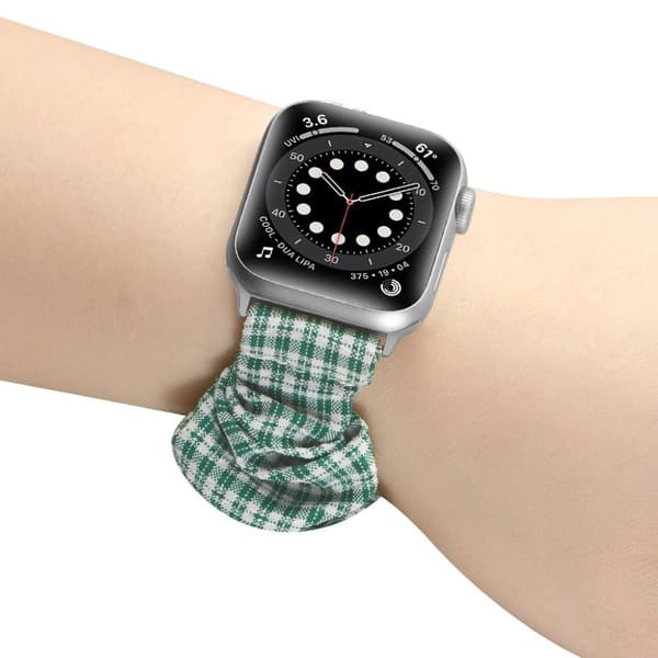 Apple Watch 42mm - 44mm elastisk urrem i hårbåndsstil - Grøn Plaid / Størrelse: L Green