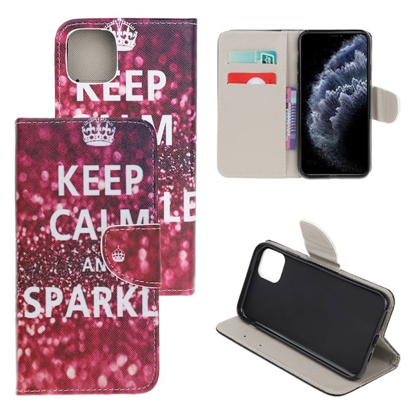 Wonderland iPhone 11 Pro Max kotelot -  Quote Keep Calm and Sparkle Pink