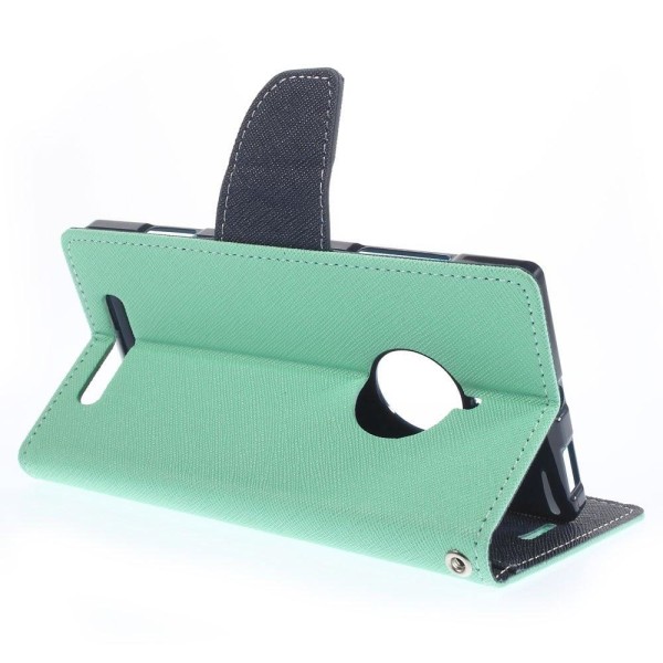 Mercury Nokia Lumia 830 Læder Etui Med Kort Holder - Cyan / Blå Green