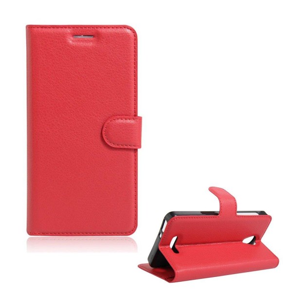 Mankell Alcatel Pop 4 læder-etui med litchi overflade - Rød Red