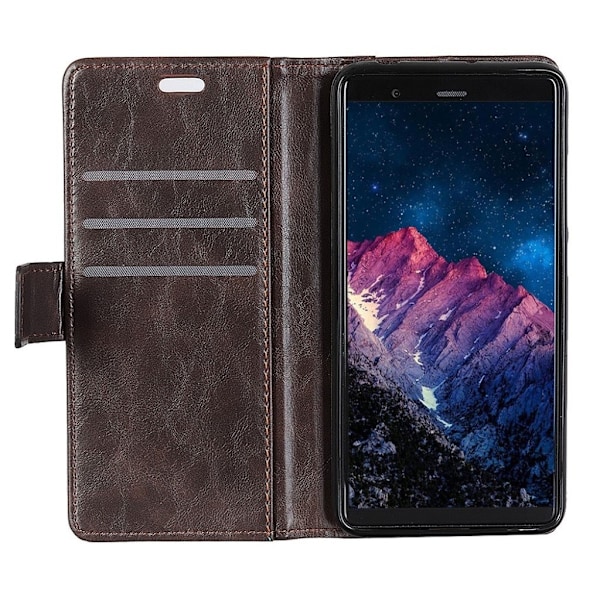 iPhone Xs Max niiteillä koristeltu synteetti nahkainen lompakko suojakotelo - Ruskea Brown