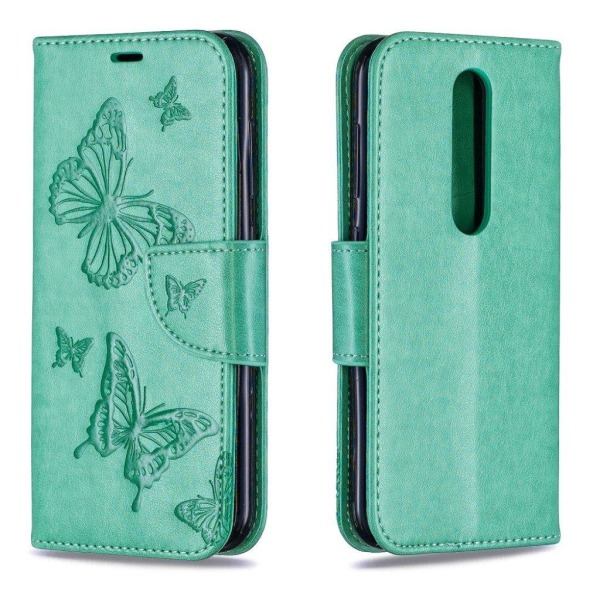 Butterfly läder Nokia 4.2 fodral - Grön Grön