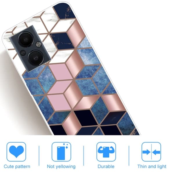 Marmormotiv OnePlus Nord N20 5G skal - Blå / Guld Kub multifärg