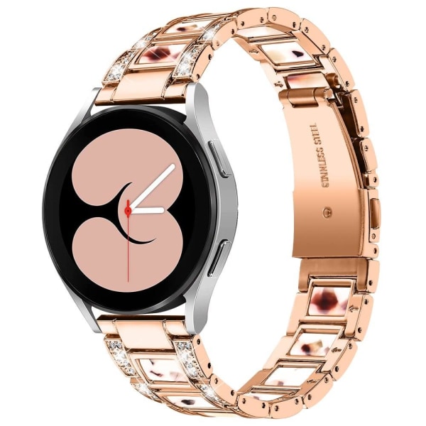 Strassikivikoristeinen hartsikellohihna Samsung Galaxy Watch 4:lle - Ruusukulta / Nougat-Kuvio Pink