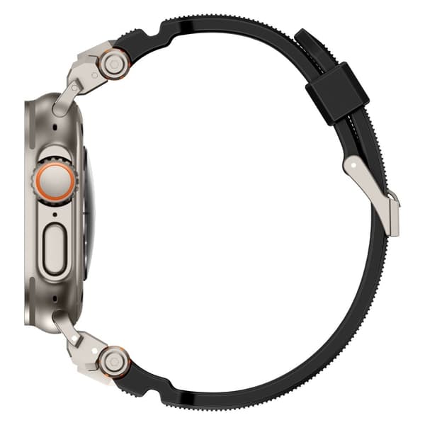 Urrem Apple Watch Series 49mm - 45mm - 44mm - 42mm Fleksibel justerbar håndledsrem - Titanium + Sort Silver grey