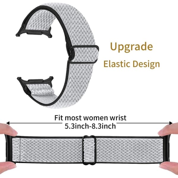 Samsung Galaxy Watch Ultra 47mm urrem med sort stik Justerbar elastisk håndledsrem - Sort / Hvid White