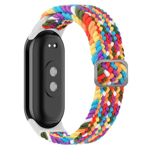 Xiaomi Smart Band 8 elastinen nailonpunos hihna - Sateenkaari Multicolor