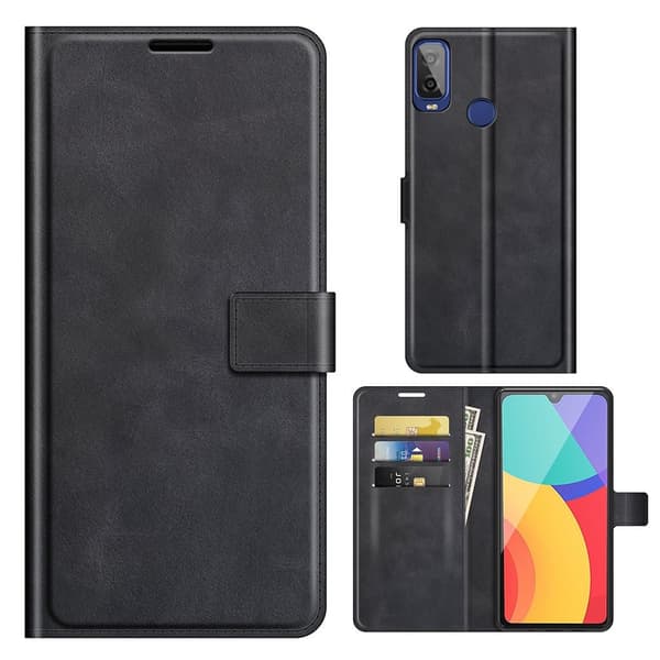 Lompakko Nahkakotelo For Alcatel 1l (2021) - Musta Black