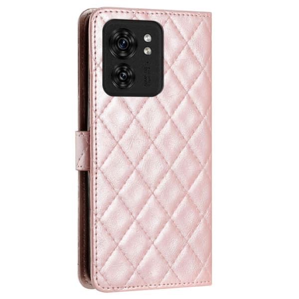 Funktionelt Motorola Edge 40 rombe etui med pung - Pink Pink