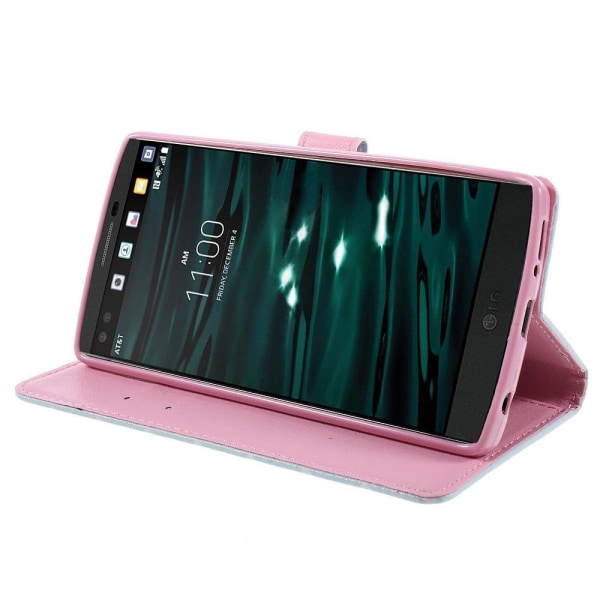 Ancher LG V10 Nahkakotelo Korttitaskuilla - Pöllö & Sydämiä Multicolor