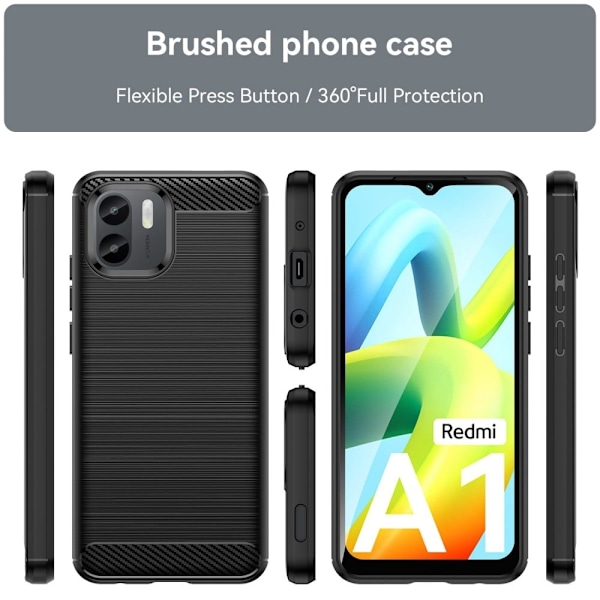 Carbon Flex Suojakotelo Xiaomi Redmi A1 - Musta Black