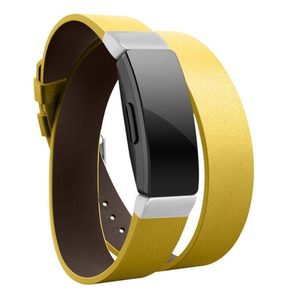 Fitbit Inspire / Inspire HR äkta läder klockband - Gul / Silver multifärg
