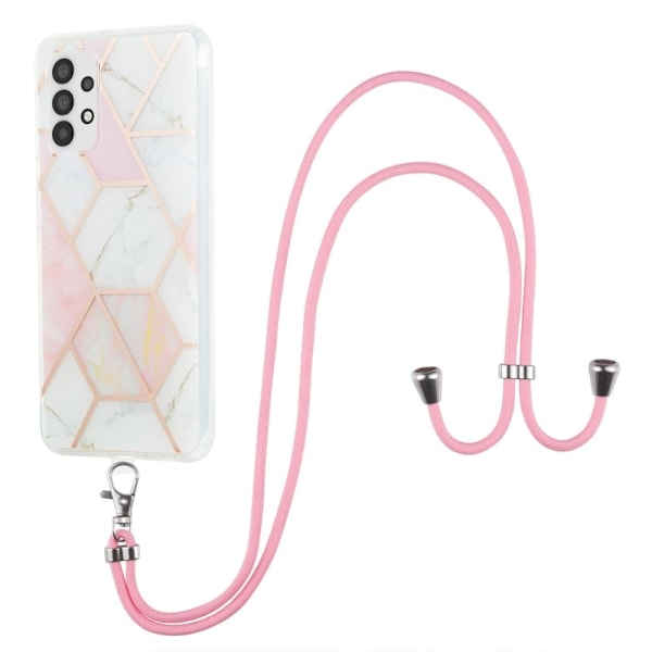 Slim och Hållbar Mjukskal med Handledsband till Samsung Galaxy M32 5G / A32 5g - Rosa / Vit Rosa