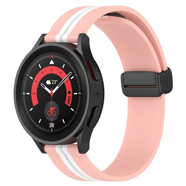 20 mm universellt dubbelfärgat silikonarmband med magnetiskt vikbart spänne - Rosa / Vit Rosa