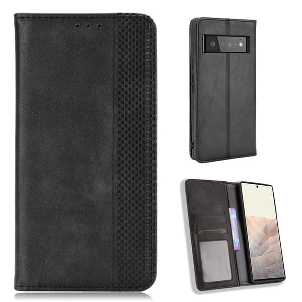 Bofink Vintage Google Pixel 6 lærveske - Svart Black