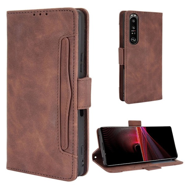 Modern-styled Læder Pung Etui til Sony Xperia 1 Iii - Brun Brown