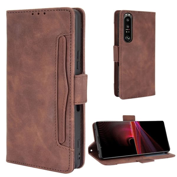 Modern-styled Lær Lommebok Etui til Sony Xperia 1 III - Brun Brown