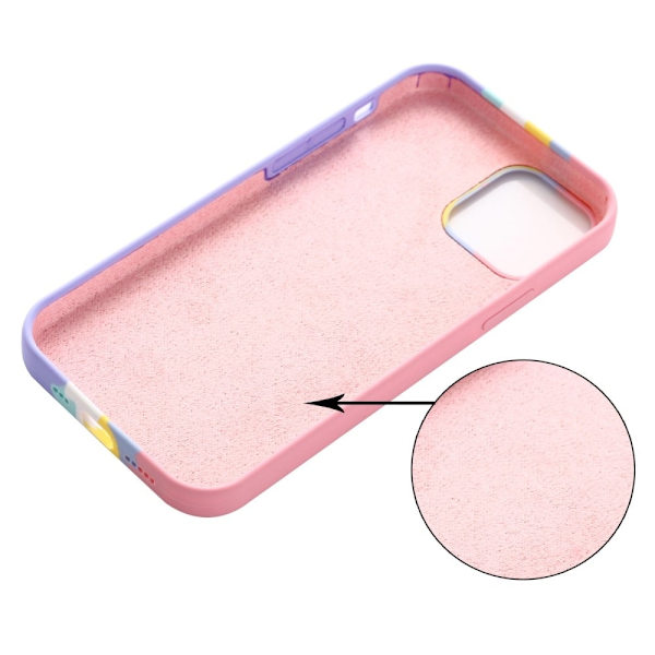 iPhone 15 Pro regnbågsfärgat silikonskydd - Rosa Rosa