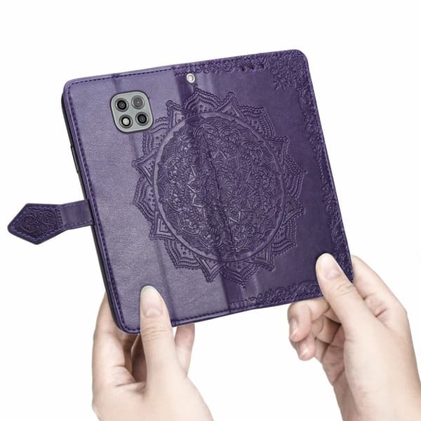 Mandala Motorola Moto G Power (2021) etui i lær - Lilla Purple