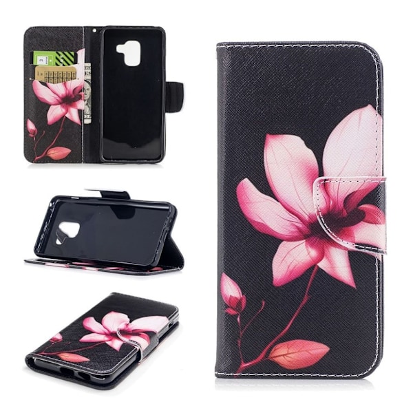Samsung Galaxy A8 (2018) mønstret PU læder flip etui - frisk blomst Multicolor