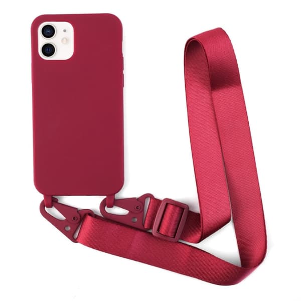 Tynt TPU-deksel med matt finish og justerbar stropp til iPhone 11 - Rød Red