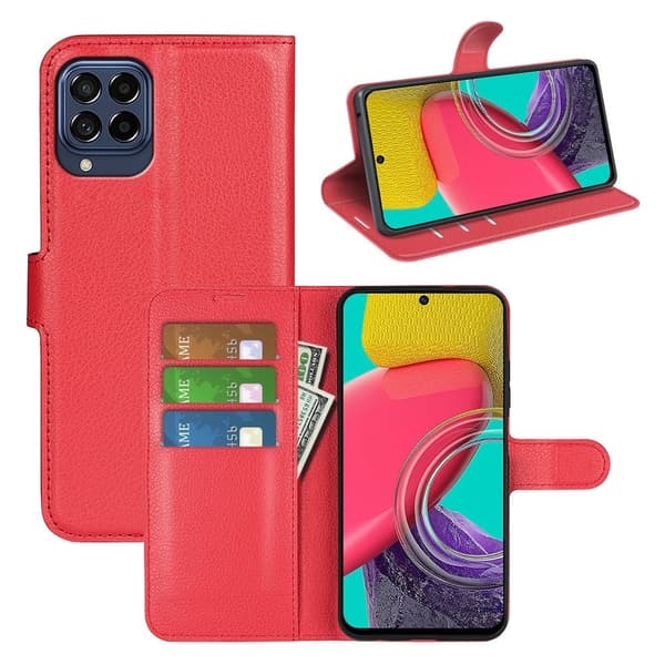 Klassisk Samsung Galaxy M53 5G flip etui - Rød Red
